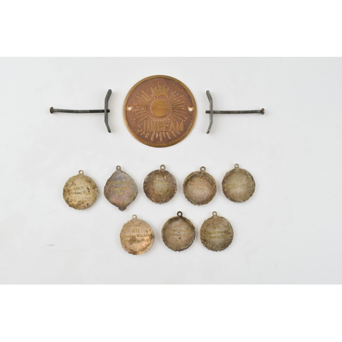 470 - Sunbeam Motor Cycle Club enamel silver plated fobs c1960s and 1970s together with another Sunbeam ta... 