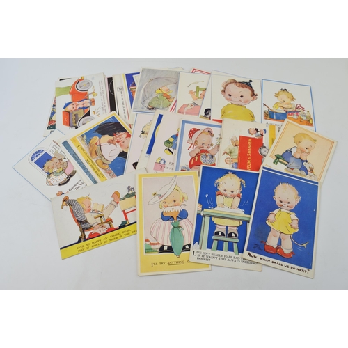 493 - A collection of Mabel Lucie Attwell valentine's postcards of varying scenes, mixture of used and unu... 