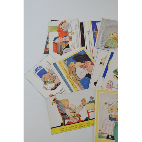 493 - A collection of Mabel Lucie Attwell valentine's postcards of varying scenes, mixture of used and unu... 