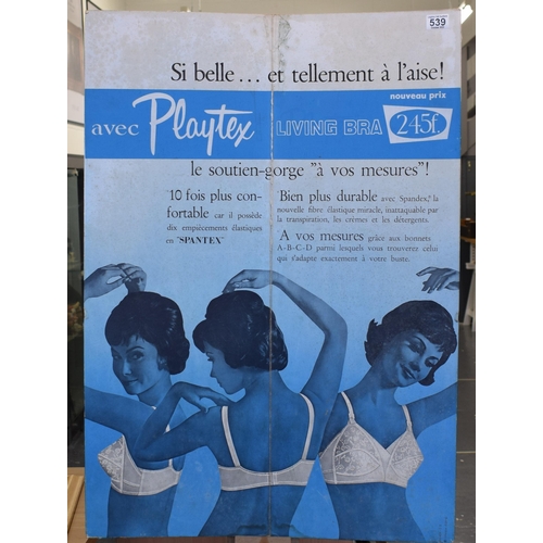 539 - Original advertising poster on cardboard for Playtex 'Living Bra' c1960s. 65cm x 92cm.