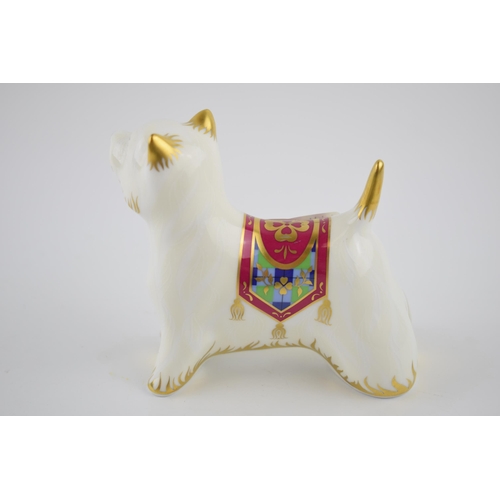 13 - Royal Crown Derby paperweight, West Highland Terrier, 10cm, silver stopper, red printed marks and Ro... 