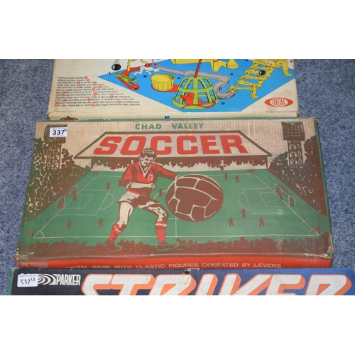 337 - A collection of vintage boxed games to include Chad Valley Soccer (tinplate football game) Parker St... 