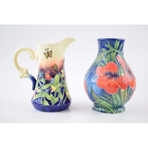 135A - Old Tupton Ware to include a poppies vase with a floral jug (2), 15cm tall.