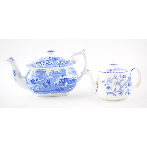 219H - Copeland Spode's Blue Italian teapot with a Minton Hardwick small teapot (2).