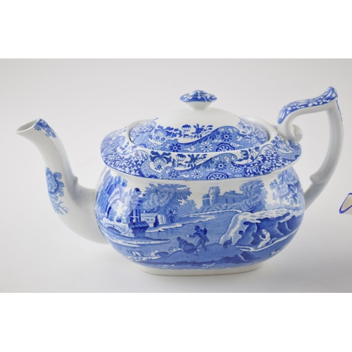 219H - Copeland Spode's Blue Italian teapot with a Minton Hardwick small teapot (2).