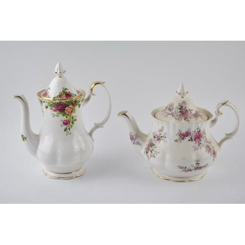 219K - Royal Albert teapot in the Lavender Rose pattern with an Old Country Roses coffee pot (2 - both seco... 