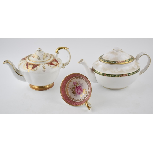 219L - Paragon teapot in the Florence pattern with a Spode teapot and an Aynsley pink floral cup (3).