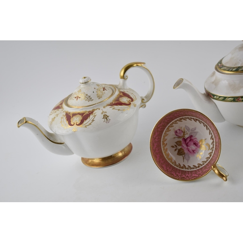 219L - Paragon teapot in the Florence pattern with a Spode teapot and an Aynsley pink floral cup (3).