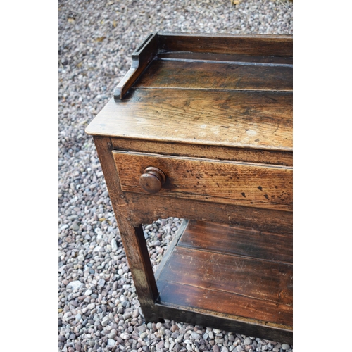 492A - Early 19th century Welsh oak dresser with planked base with 2 drawers with 3 shelf top rack with gro... 