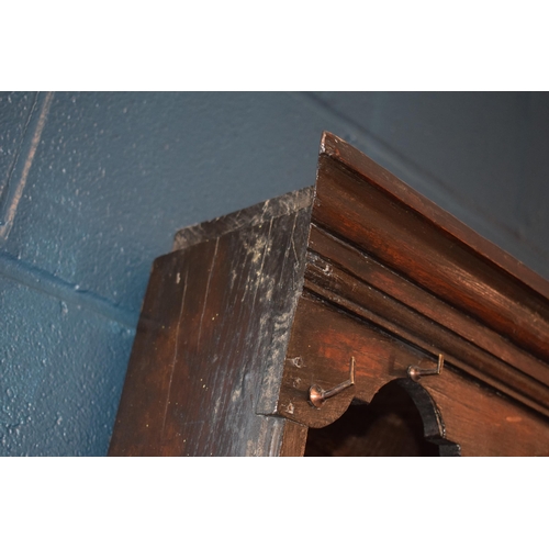 492A - Early 19th century Welsh oak dresser with planked base with 2 drawers with 3 shelf top rack with gro... 