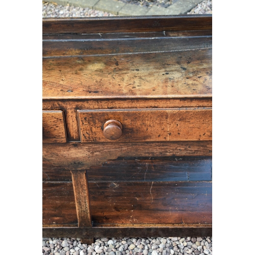 492A - Early 19th century Welsh oak dresser with planked base with 2 drawers with 3 shelf top rack with gro... 