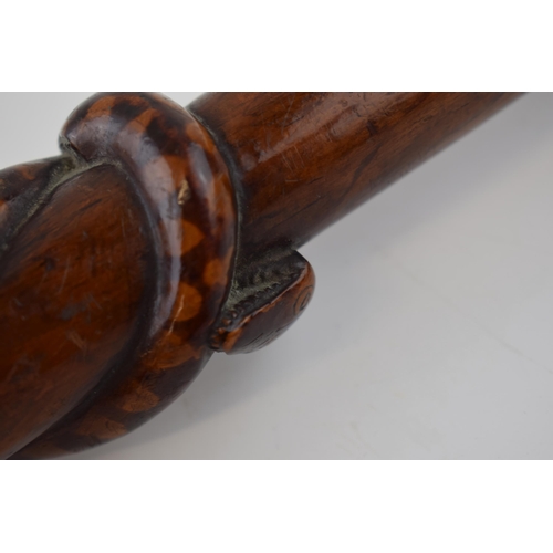 476A - Folk Art POW prisoner of war walking stick. 1914 - 1918 WWI era. Double twisted snake carved to shaf... 