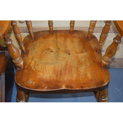 507 - Antique elm / ash captain's / smokers bow chair, 83cm tall.