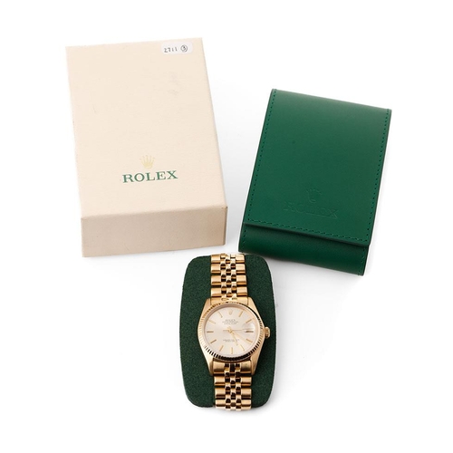 177 - Rolex Oyster Perpetual Datejust, 18ct yellow gold gentleman's wristwatch. 36mm case, sunburst dial w... 