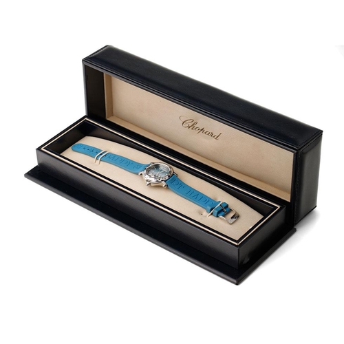 180 - Chopard lady's stainless steel, wristwatch, 'Happy Sport, Limited Edition', Ice Blue dial with baton... 