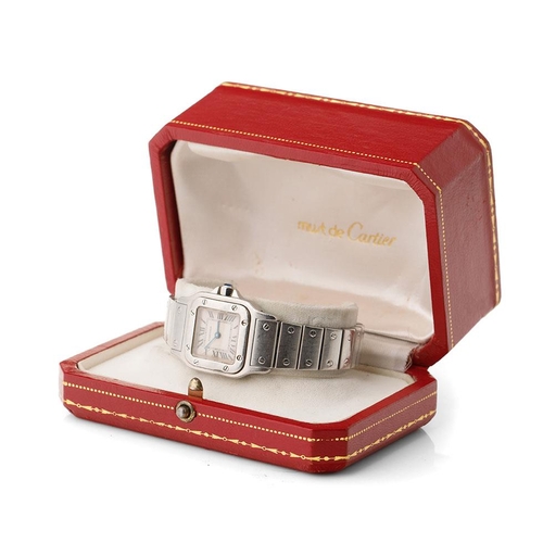 183 - Must De Cartier 'Santos Galbee' ladies bracelet watch. Stainless steel case with  Roman numerals. Or... 