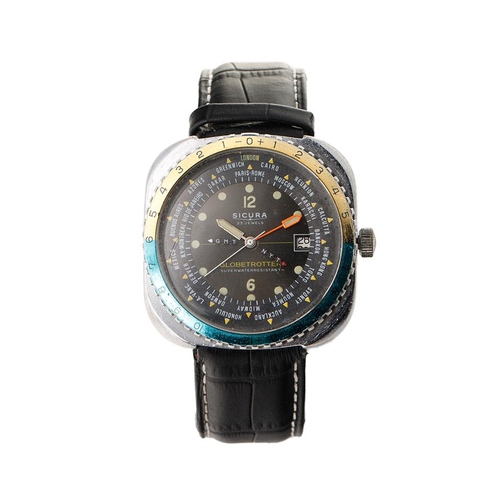 189A - Gentleman's vintage Sicura by Breitling Globetrotter date 23 jewels wrist watch, comprising a round ... 