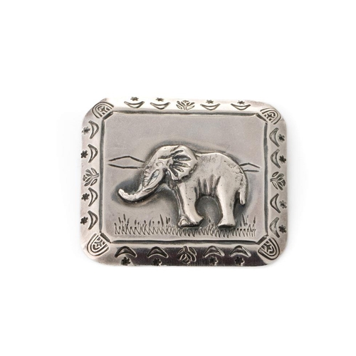 232 - South Africa sterling silver brooch with an embossed elephant, 16.9 grams, 47mm wide.