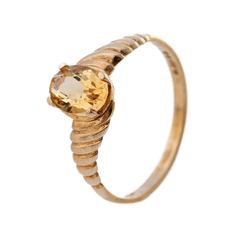 343 - 9ct gold ladies dress ring, ribbed decoration, 1.3 grams, size K/L.