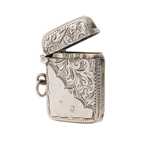 67 - Hallmarked silver vesta case with engraved decoration, 15.8 grams, Birmingham.