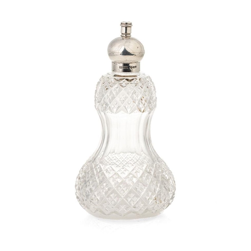 98 - Silver rose water perfume bottle, J Grinsell & Sons, London 1895, 17cm tall.