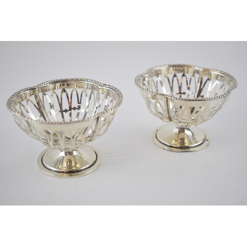 109 - A pair of ornate bon bon dishes, with pierced decoration, Birmingham 1921, W&S, 88.7 grams (2).