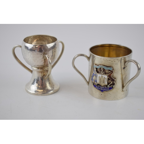 112 - A pair of miniature silver tygs to include a Birmingham 1904 Sydney & Co Edinburgh example with a Li... 