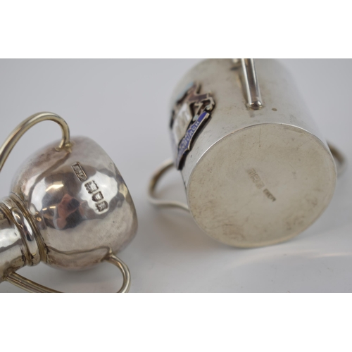 112 - A pair of miniature silver tygs to include a Birmingham 1904 Sydney & Co Edinburgh example with a Li... 