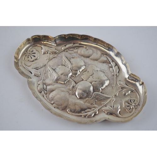 117 - Silver Reynold's Angels pin tray, W Comyns, London 1900, 38.2 grams.