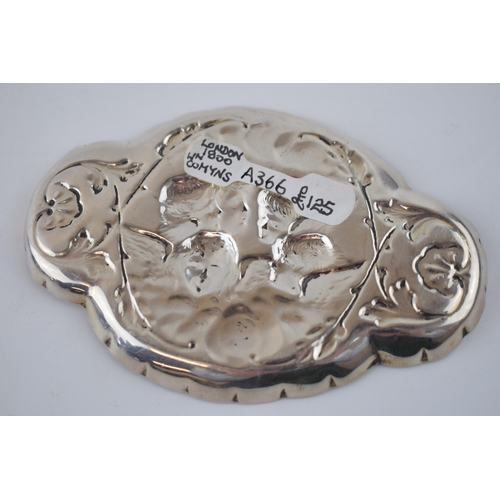 117 - Silver Reynold's Angels pin tray, W Comyns, London 1900, 38.2 grams.