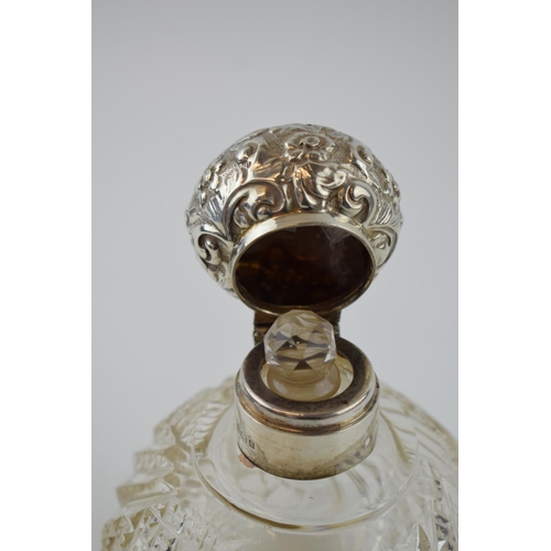 122 - Silver and glass globular perfume bottle, with original stopper, Birmingham 1900, Nathan & Haynes, 1... 