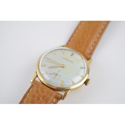 157 - Gentleman's vintage Longines wrist watch comprising a round silver tone dial with applied baton mark... 