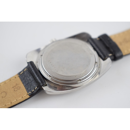 159 - Gentleman's vintage Bulova automatic date wrist watch, comprising a round black dial. Stainless stee... 