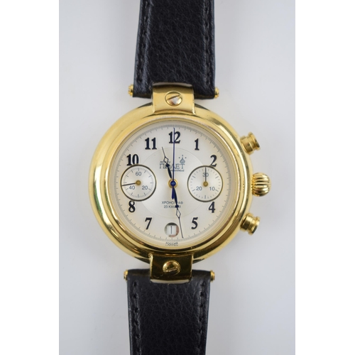 163 - Gentleman's Poljot chronograph wrist watch, comprising a round white dial. Gold tone case approx 39m... 