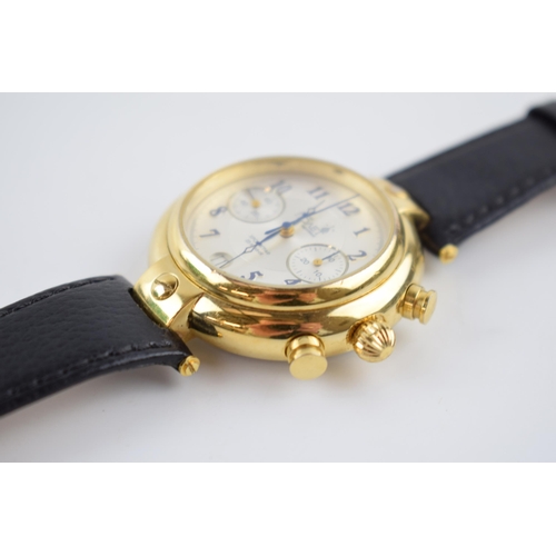 163 - Gentleman's Poljot chronograph wrist watch, comprising a round white dial. Gold tone case approx 39m... 