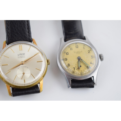 166 - A collection of vintage watches to include an Uno 17 Jewels Incabloc Antimagnetic wrist watch, compr... 