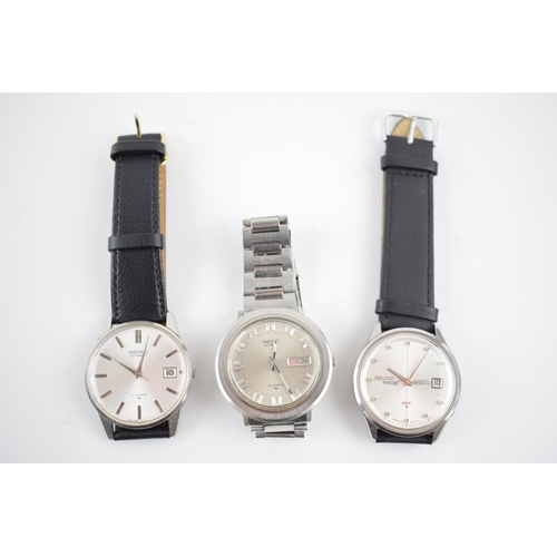 167 - A collection of vintage Seiko watches to include a Seiko Automatic day date 19 jewels movement. Silv... 