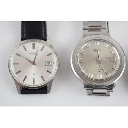 167 - A collection of vintage Seiko watches to include a Seiko Automatic day date 19 jewels movement. Silv... 