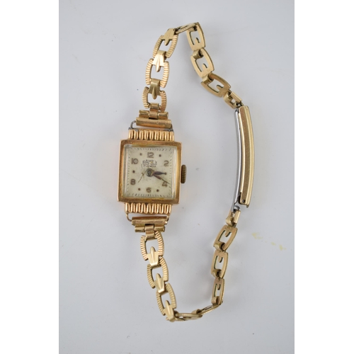 168 - A ladies 18ct gold Ramex cocktail watch. 17 Jewels movement, Marked .750 18K. On a gold plated perio... 