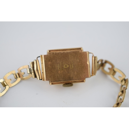 168 - A ladies 18ct gold Ramex cocktail watch. 17 Jewels movement, Marked .750 18K. On a gold plated perio... 