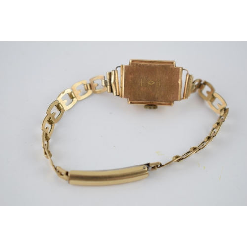 168 - A ladies 18ct gold Ramex cocktail watch. 17 Jewels movement, Marked .750 18K. On a gold plated perio... 