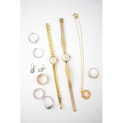 169 - A collection of costume jewellery to include rings and necklaces, together with a silver ring and a ... 