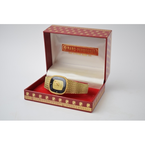 171 - Girard-Perregaux gents gold plated watch & bracelet, with warranty dated 1982, 32mm, original sticke... 