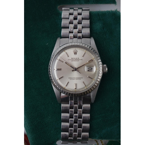 178 - Rolex Oyster Perpetual Datejust, 1976 stainless steel gentleman's wristwatch. 36mm case. Ref. 1603. ... 