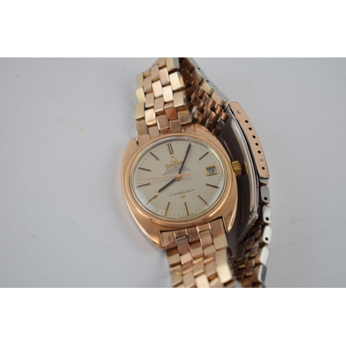 179A - Gentleman's vintage Omega Automatic Chronometer date  wrist watch, pink gold capped case and strap c... 