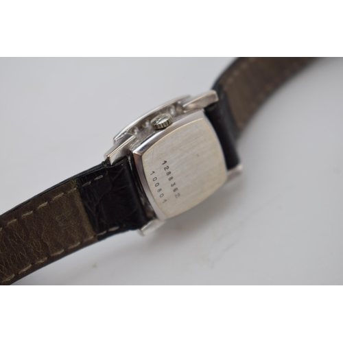 181 - Ladie's vintage 18ct white gold Jaeger Le Coultre cocktail watch, comprising a rectangular dial with... 