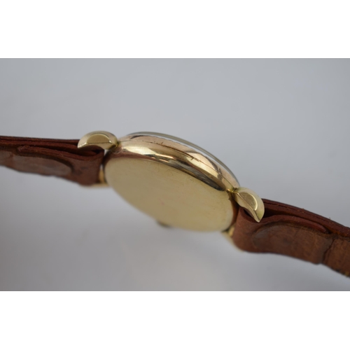 184 - Boxed gentleman's vintage 9ct gold Smith's De Luxe wrist watch, rare floating wide lugs and honeycom... 