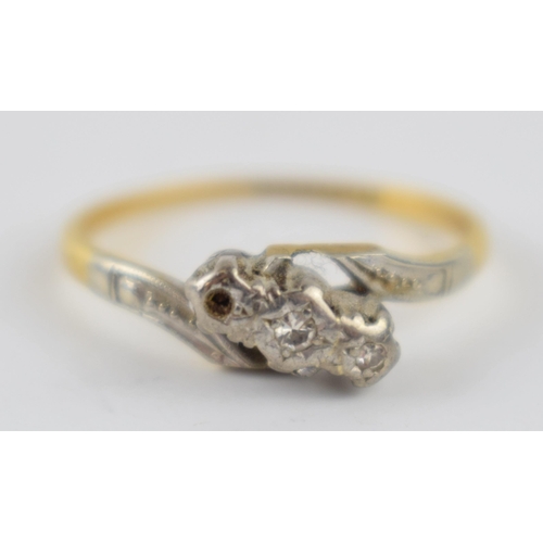 239 - 18ct gold and platinum diamond ring, 2.2 grams, stone missing.