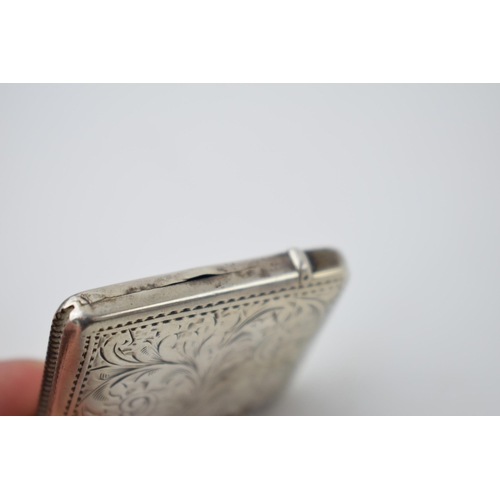 66 - Hallmarked silver vesta case with engraved decoration, 18.8 grams, Birmingham 1907.