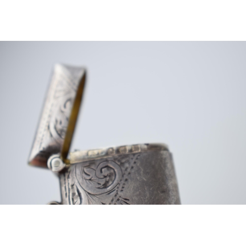 71 - Hallmarked silver vesta case with engraved decoration, 14.2 grams, Birmingham 1911.